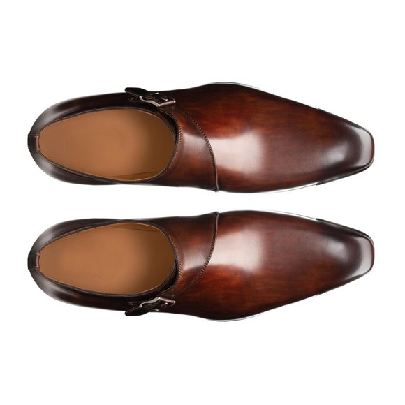 Bashwood Handmade Dark Brown Single Monk Leather Shoes